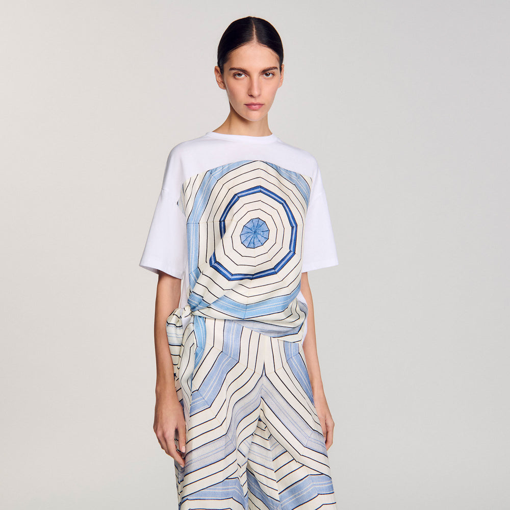 Spiral print T-shirt Sky Blue Sandro Women