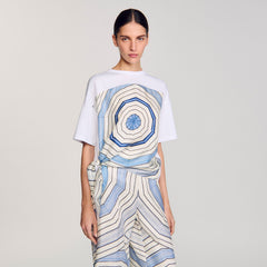 Spiral print T-shirt Sky Blue Sandro Women