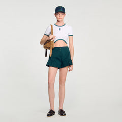 Two-tone cropped T-shirt White Sandro Women