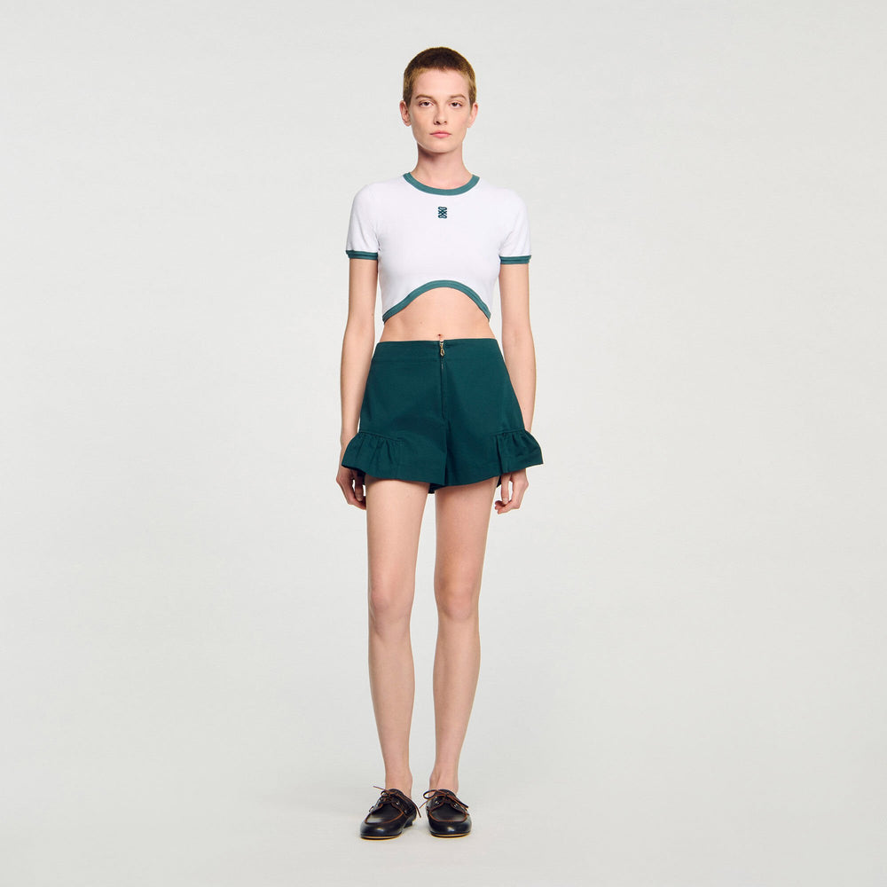 Two-tone cropped T-shirt White Sandro Women