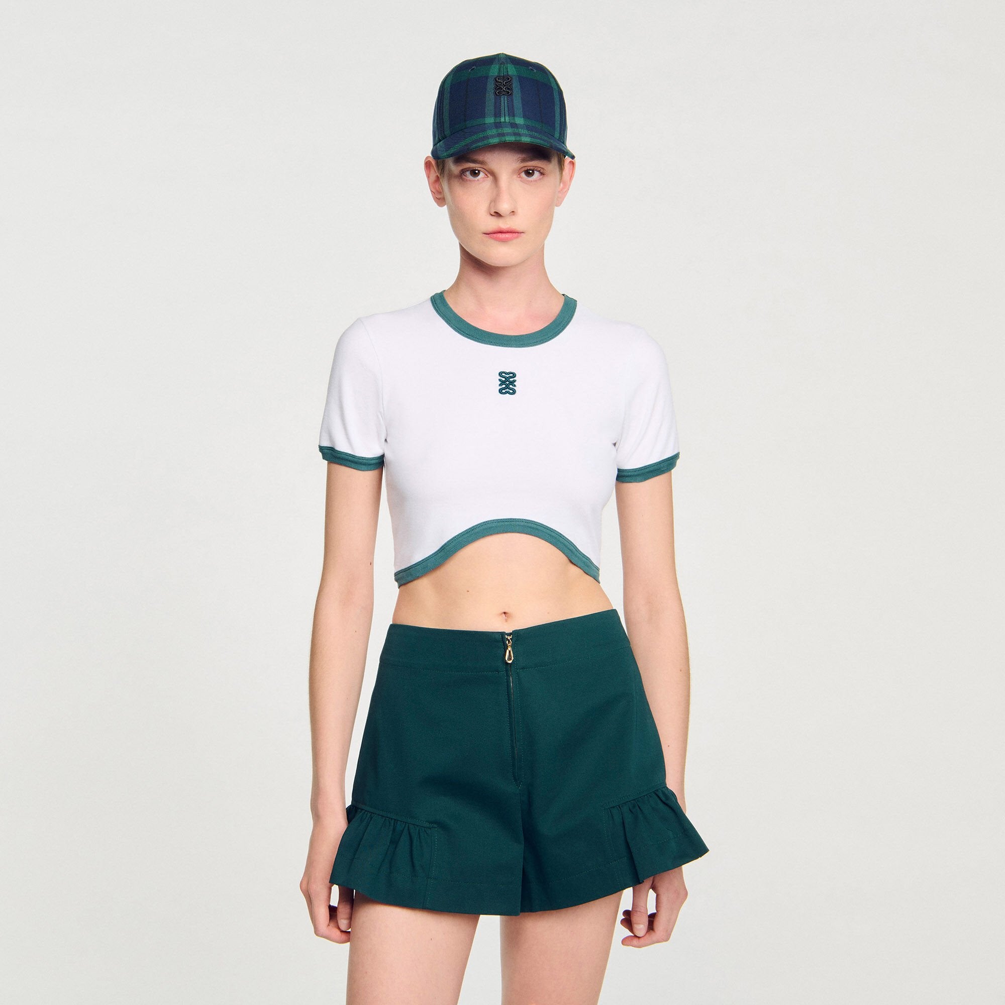 Two-tone cropped T-shirt White Sandro Women