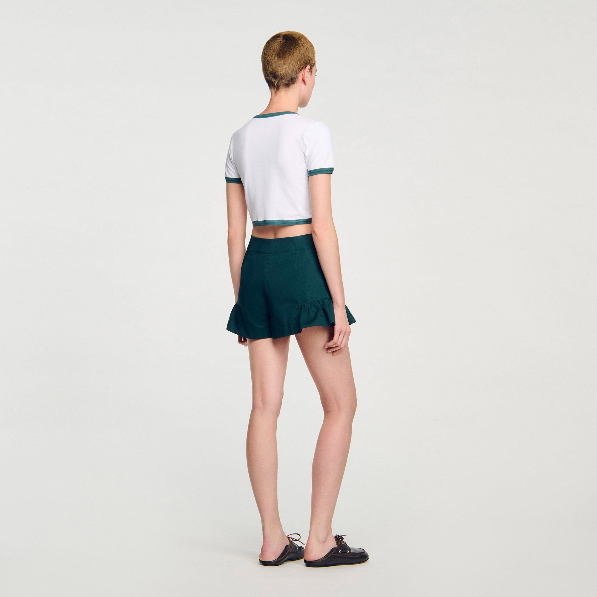 Two-tone cropped T-shirt White Sandro Women