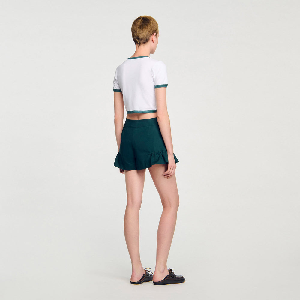 Two-tone cropped T-shirt White Sandro Women