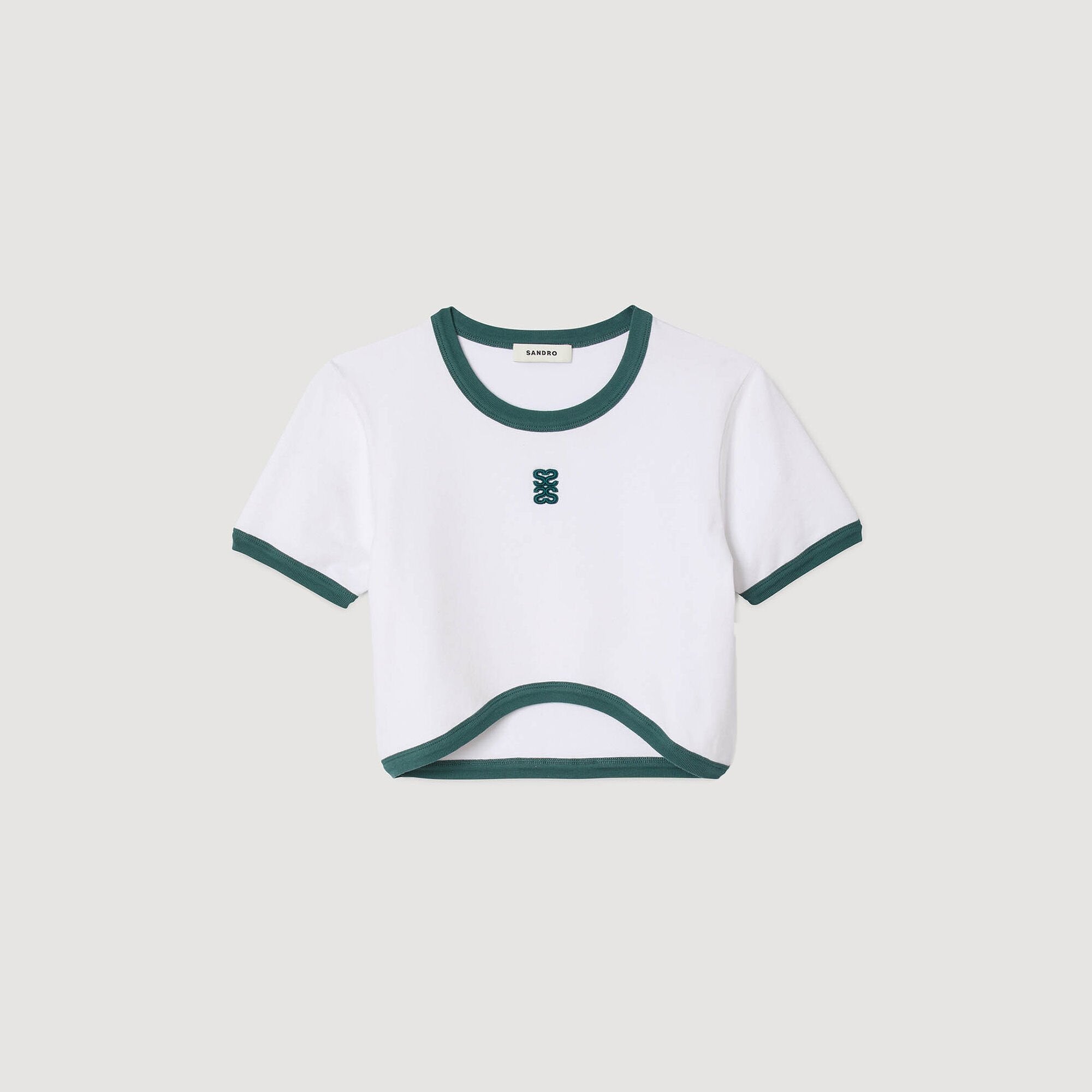 Two-tone cropped T-shirt White Sandro Women