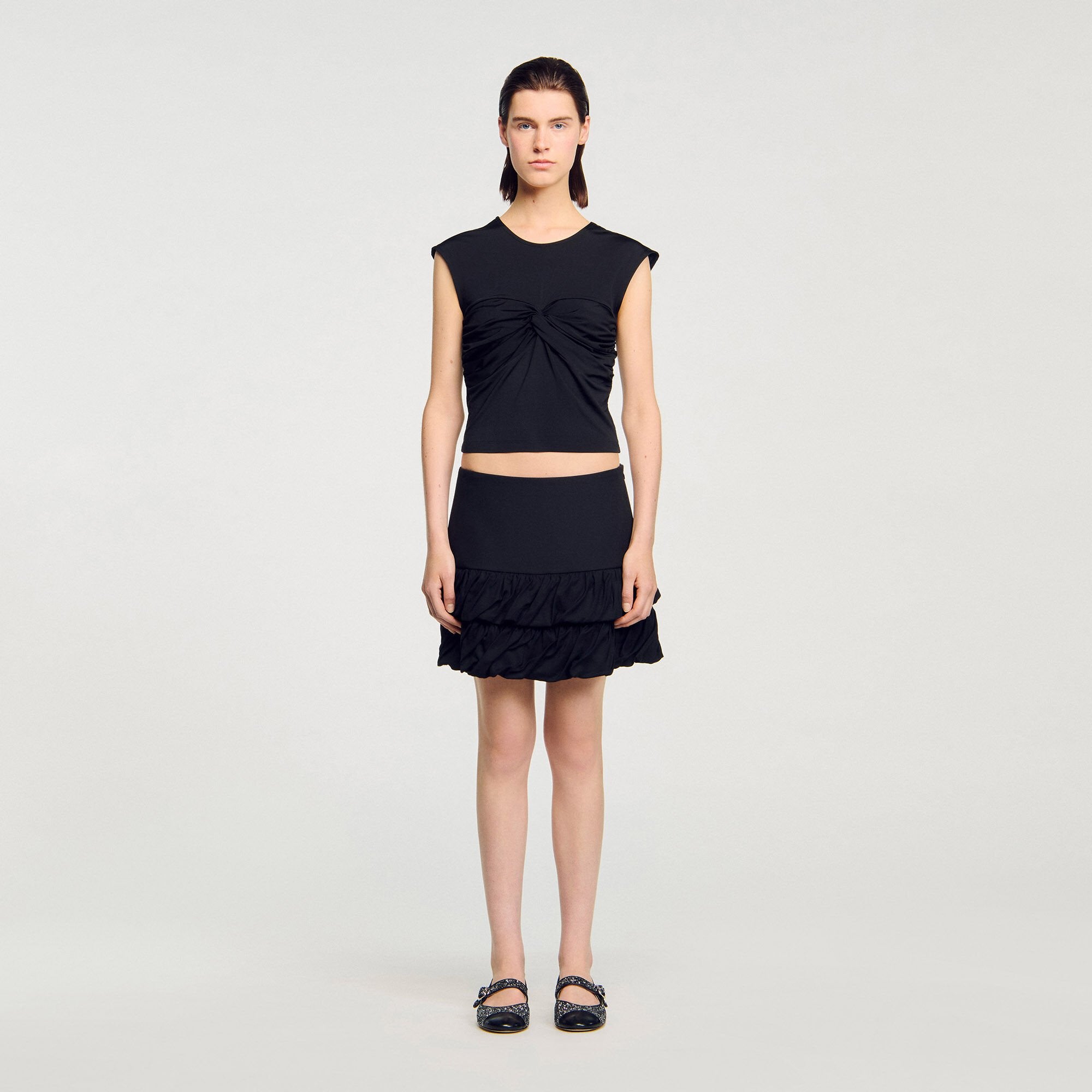 Draped T-shirt Black Sandro Women