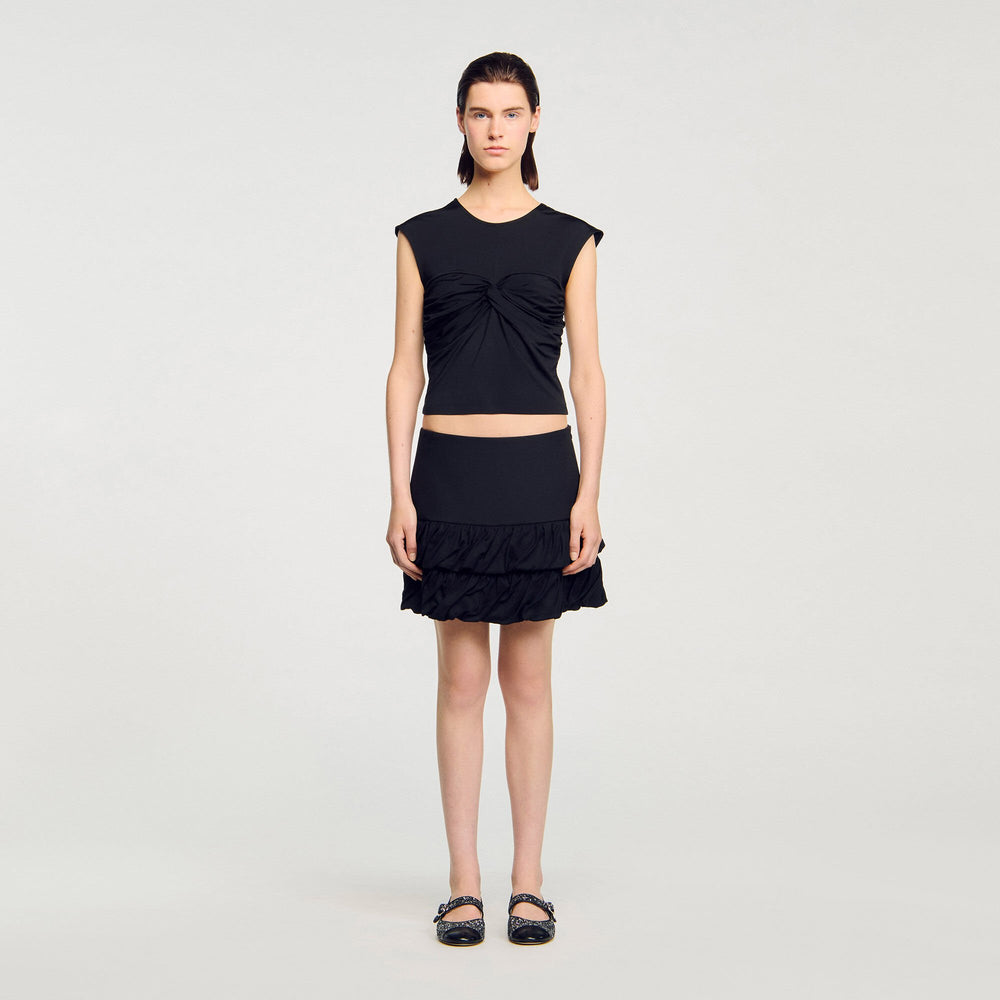 Draped T-shirt Black Sandro Women