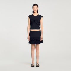 Draped T-shirt Black Sandro Women