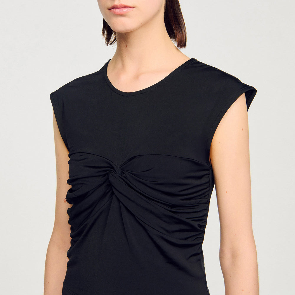 Draped T-shirt Black Sandro Women