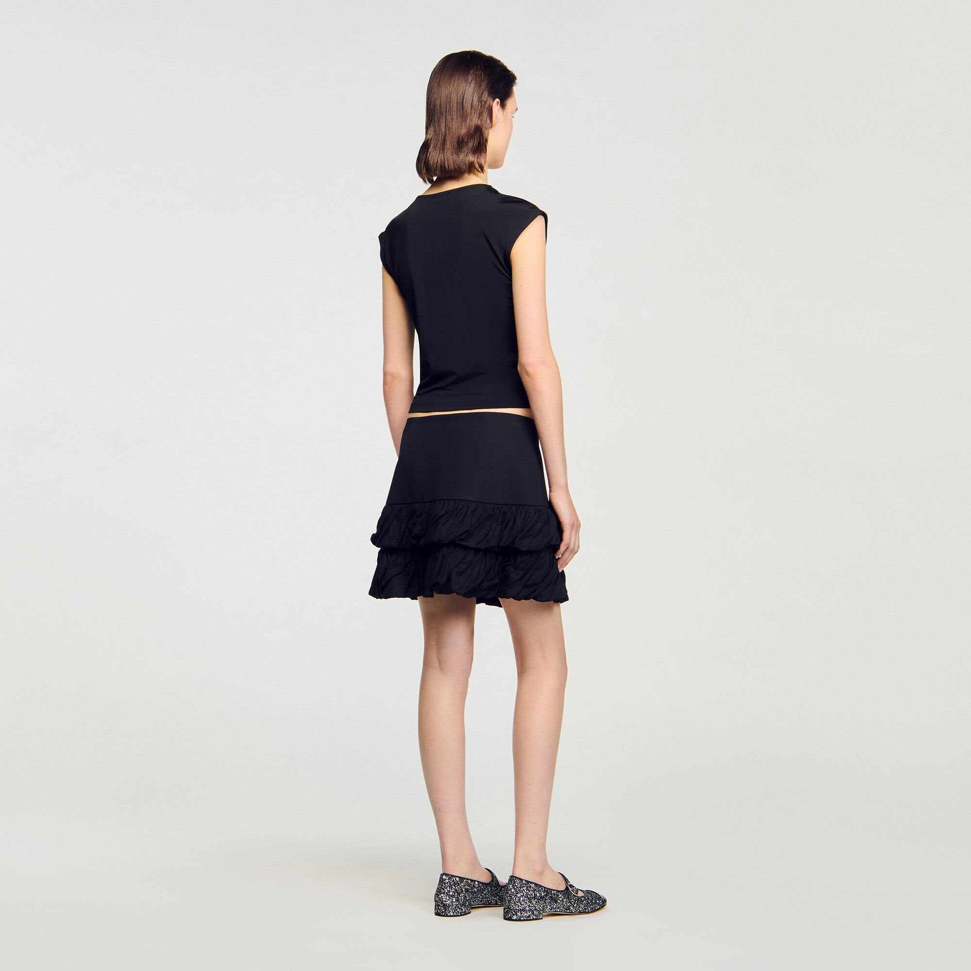 Draped T-shirt Black Sandro Women