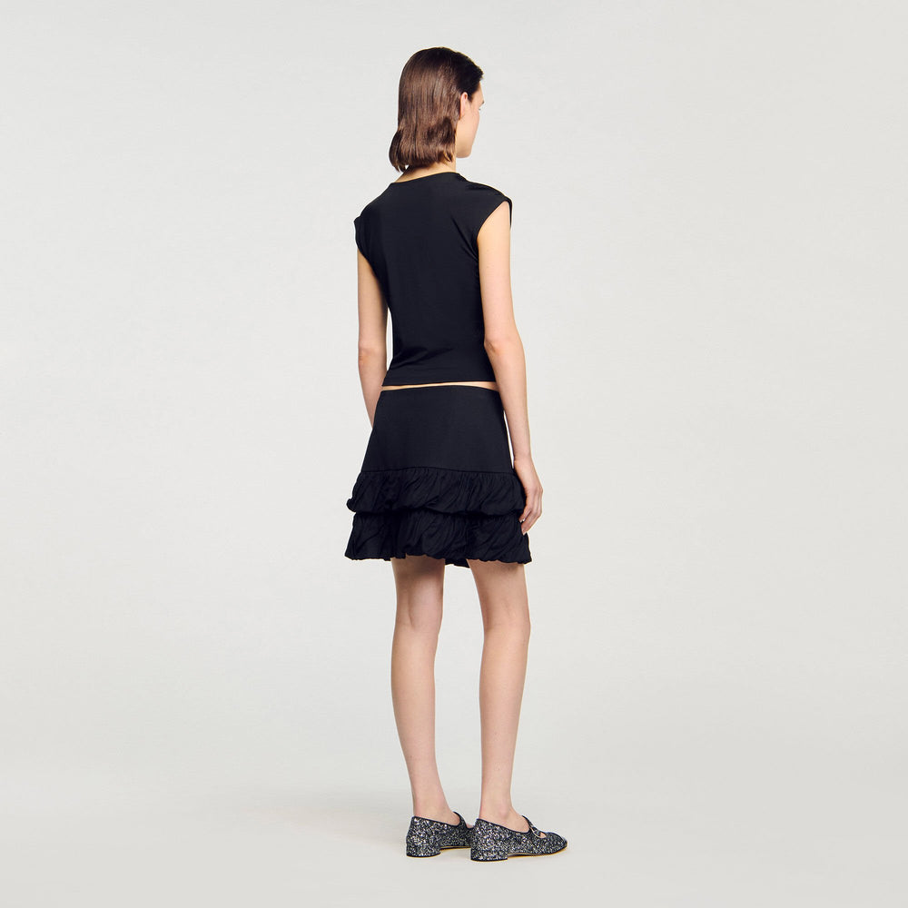 Draped T-shirt Black Sandro Women