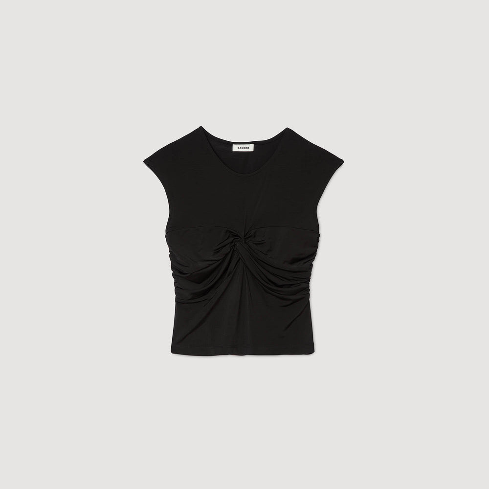 Draped T-shirt Black Sandro Women