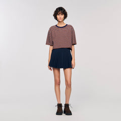 Striped rhinestone T-shirt Brown / Deep Blu Sandro Women