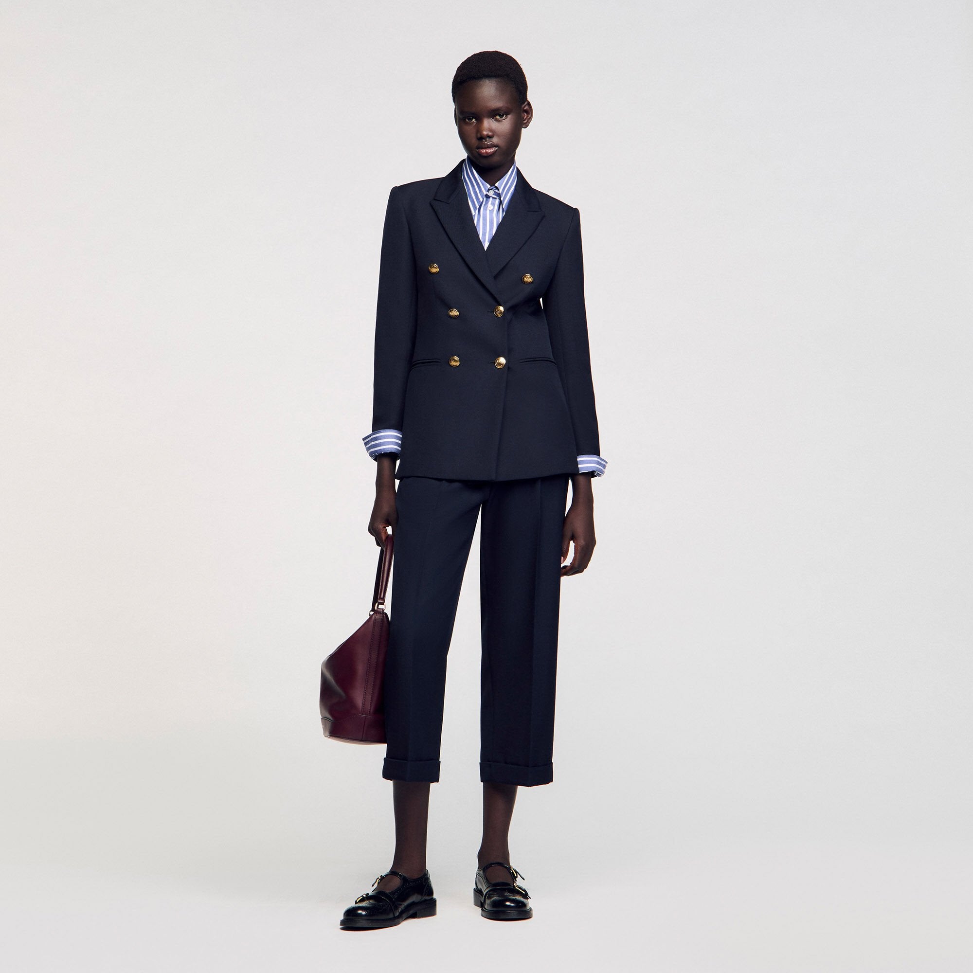 Double-breasted suit jacket Navy Blue Sandro Women