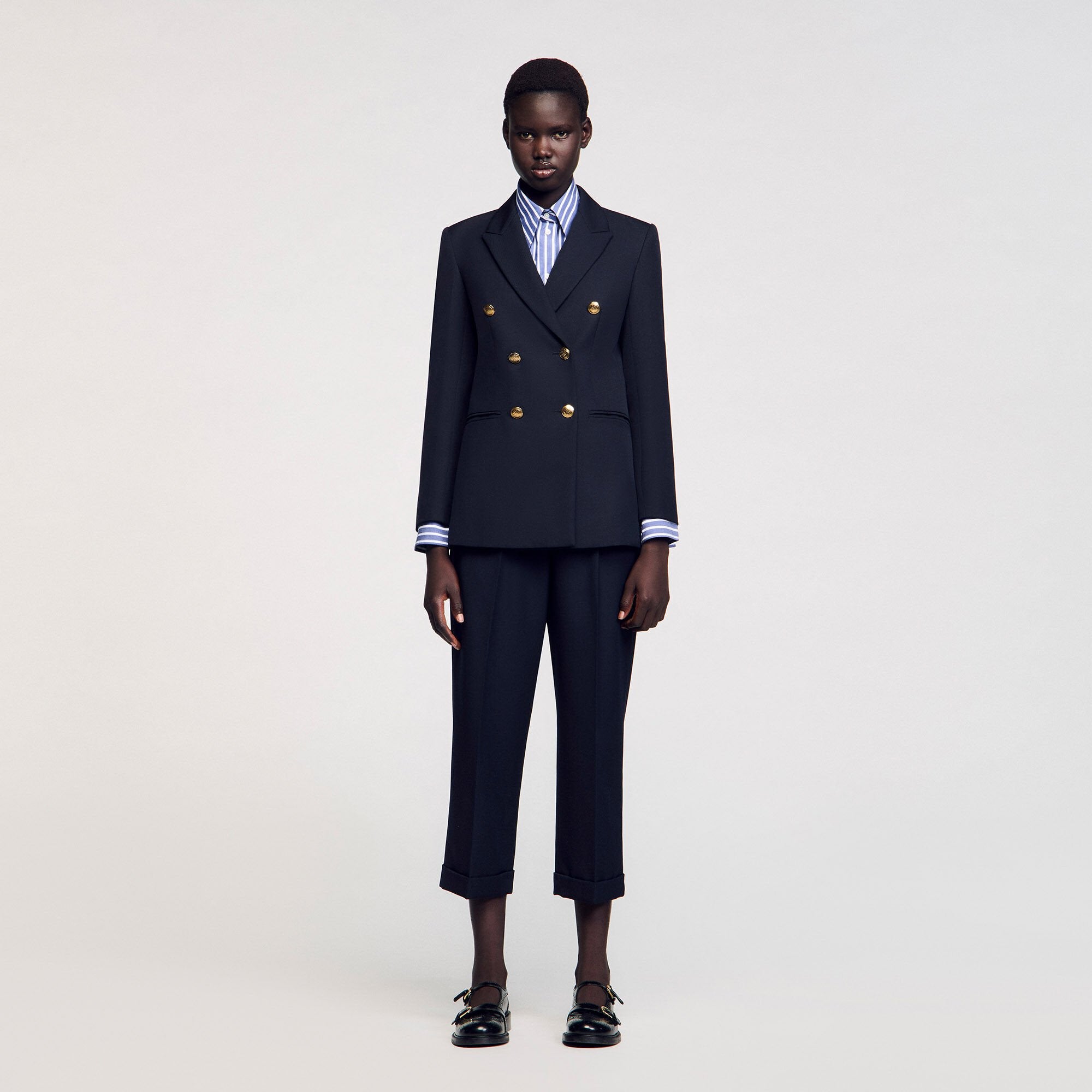 Double-breasted suit jacket Navy Blue Sandro Women