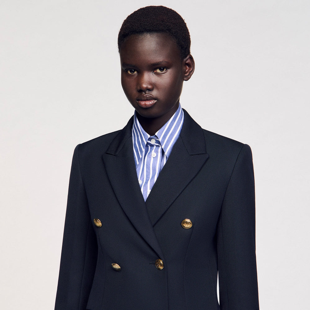 Double-breasted suit jacket Navy Blue Sandro Women