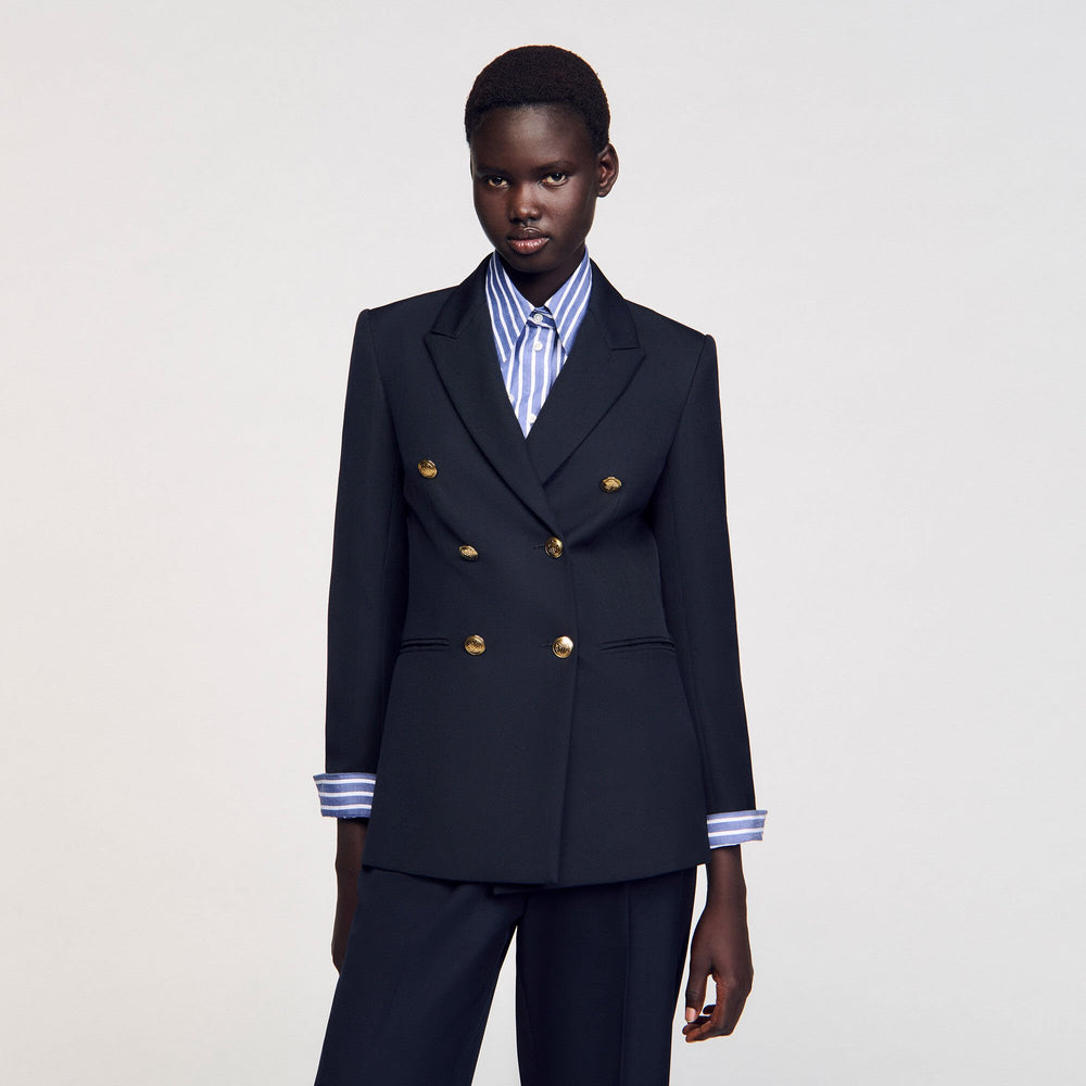 Double-breasted suit jacket Navy Blue Sandro Women