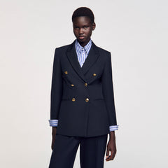 Double-breasted suit jacket Navy Blue Sandro Women
