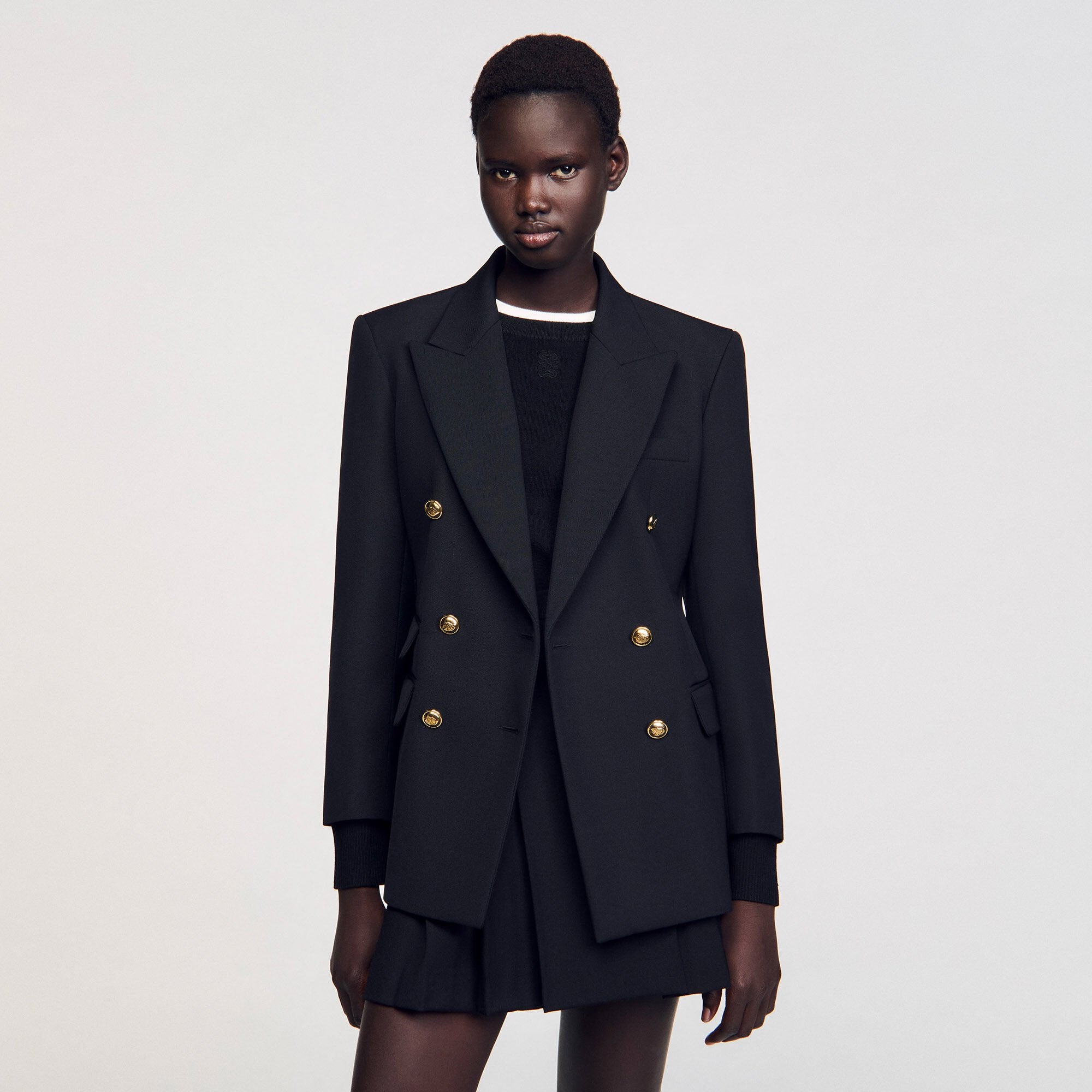 Double-breasted suit jacket Black Sandro Women