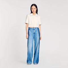 Short-sleeved rhinestone jacket Ecru Sandro Women