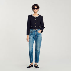 Jacket with beaded collar Black Sandro Women