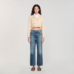 Cropped buttoned jacket Sand Sandro Women