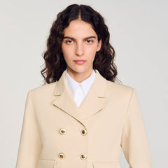 Cropped buttoned jacket Sand Sandro Women