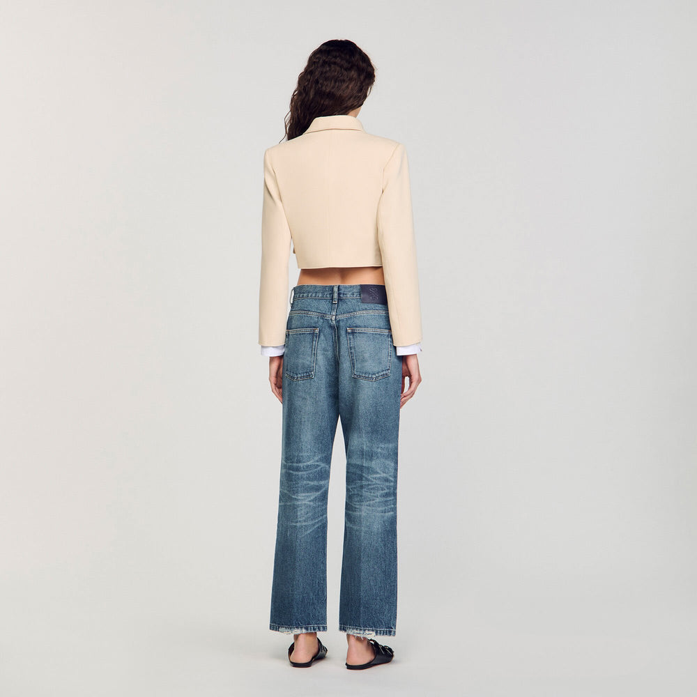 Cropped buttoned jacket Sand Sandro Women