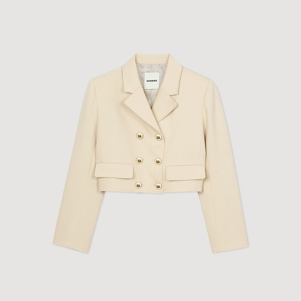 Cropped buttoned jacket Sand Sandro Women