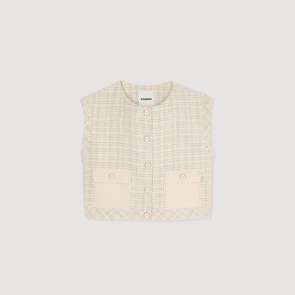 Decorative tweed jacket Yellow / Ecru Sandro Women