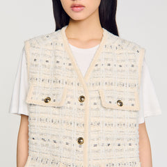 Sleeveless tweed jacket Ecru / Lurex Sandro Women
