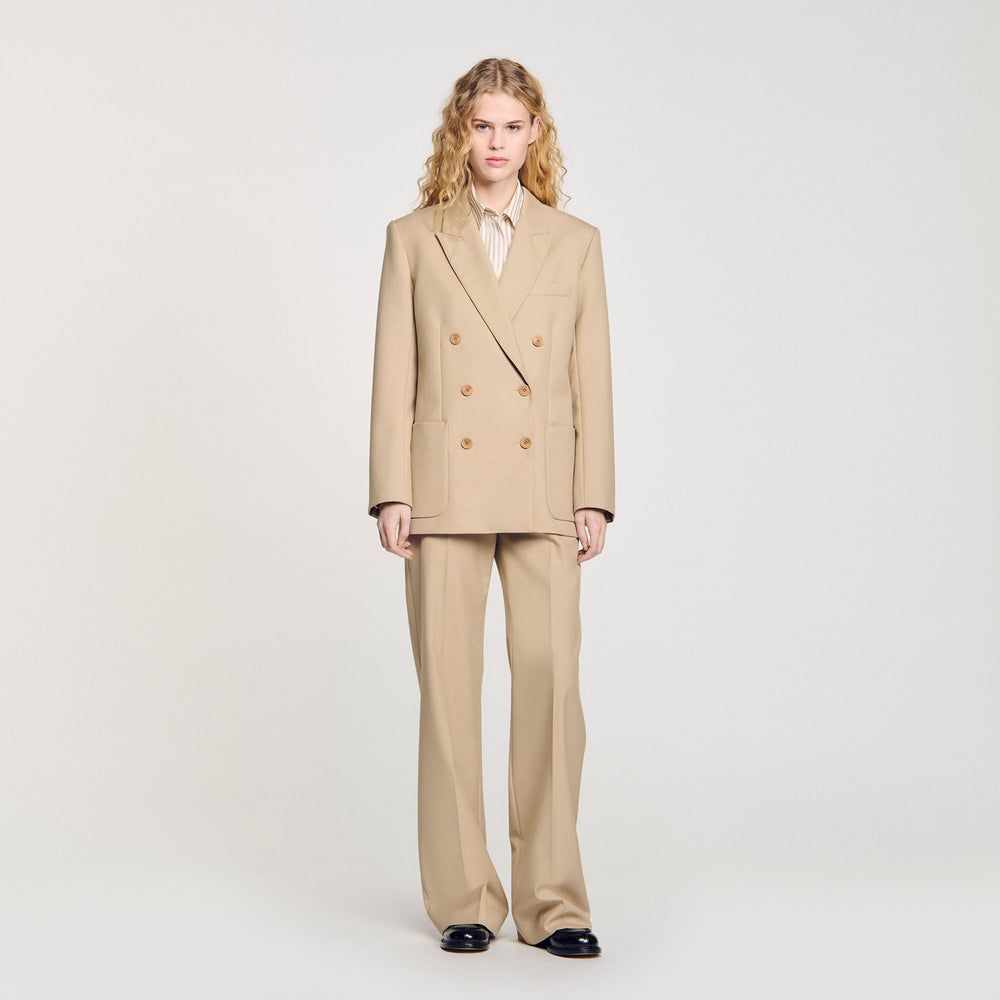 Double-breasted suit jacket Sand Sandro Women