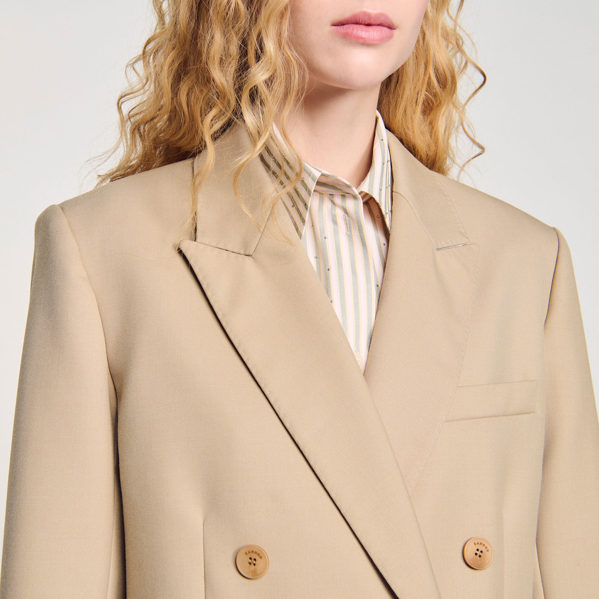 Double-breasted suit jacket Sand Sandro Women