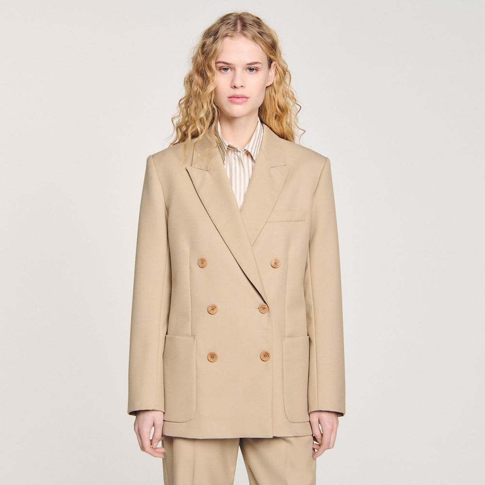 Double-breasted suit jacket Sand Sandro Women