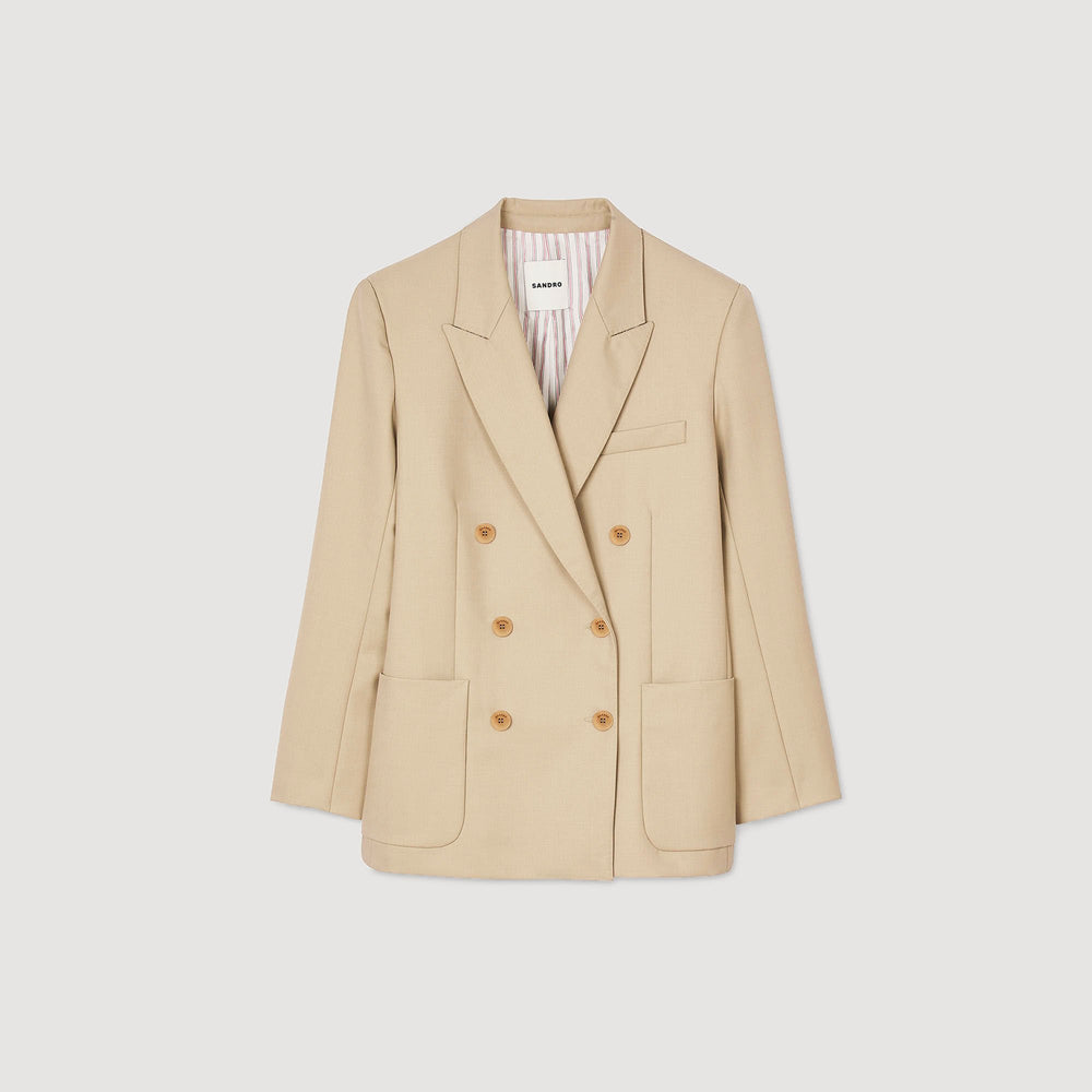 Double-breasted suit jacket Sand Sandro Women