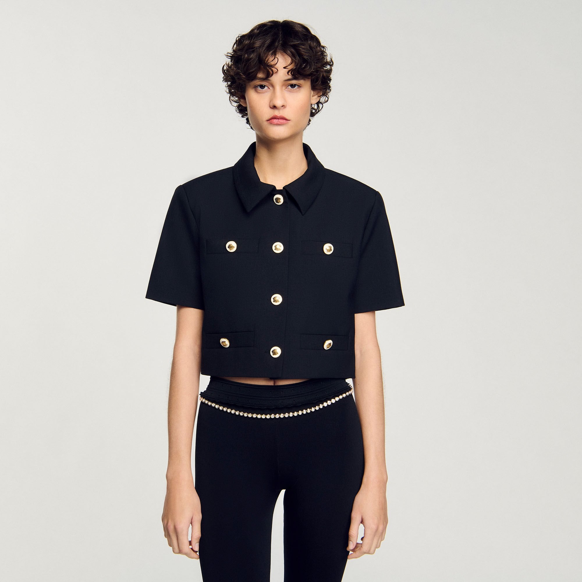 Short-sleeved jacket Black Sandro Women