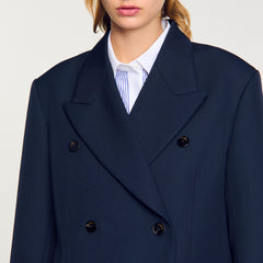 Wool blend suit jacket Navy Blue Sandro Women