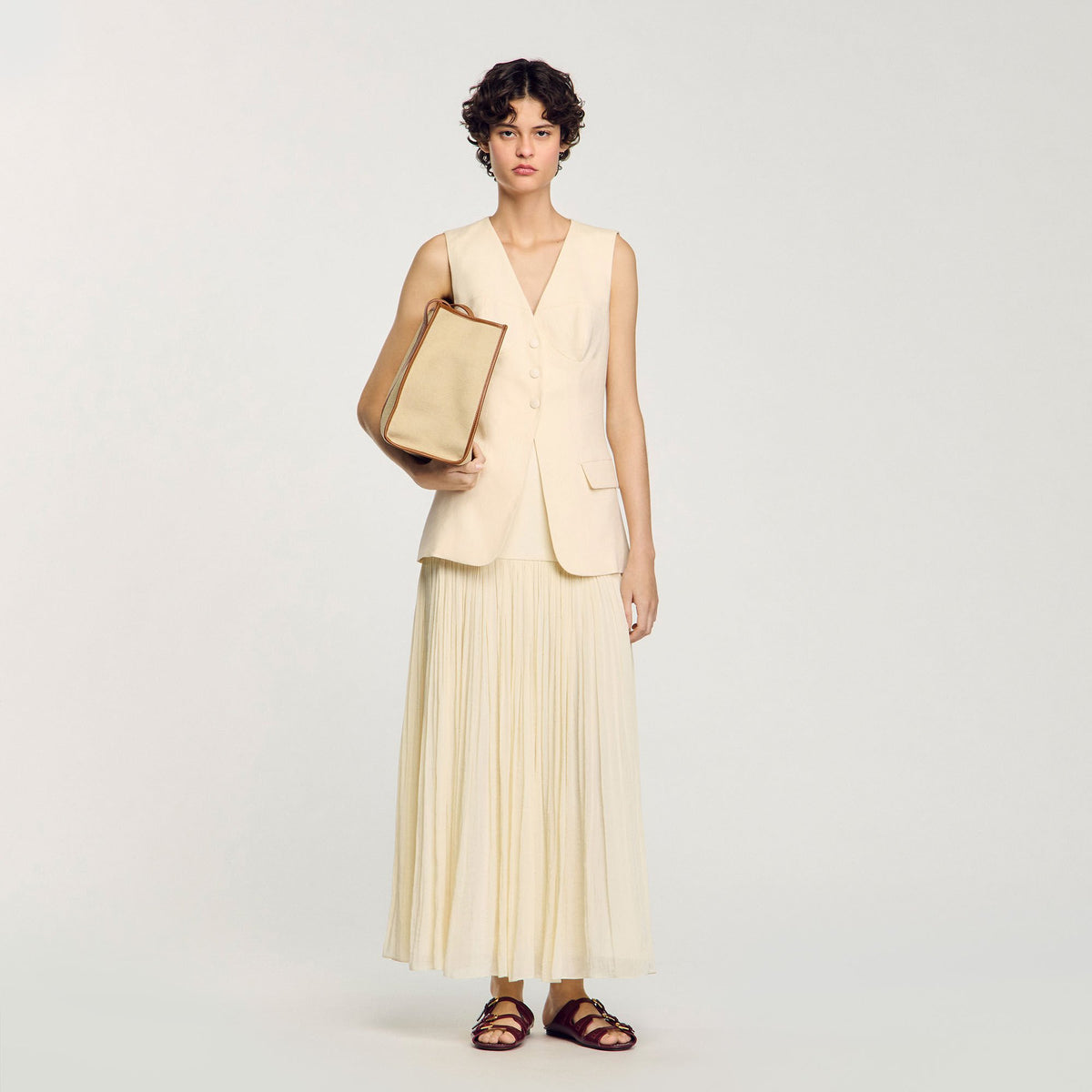 Sleeveless vest Ecru Sandro Women