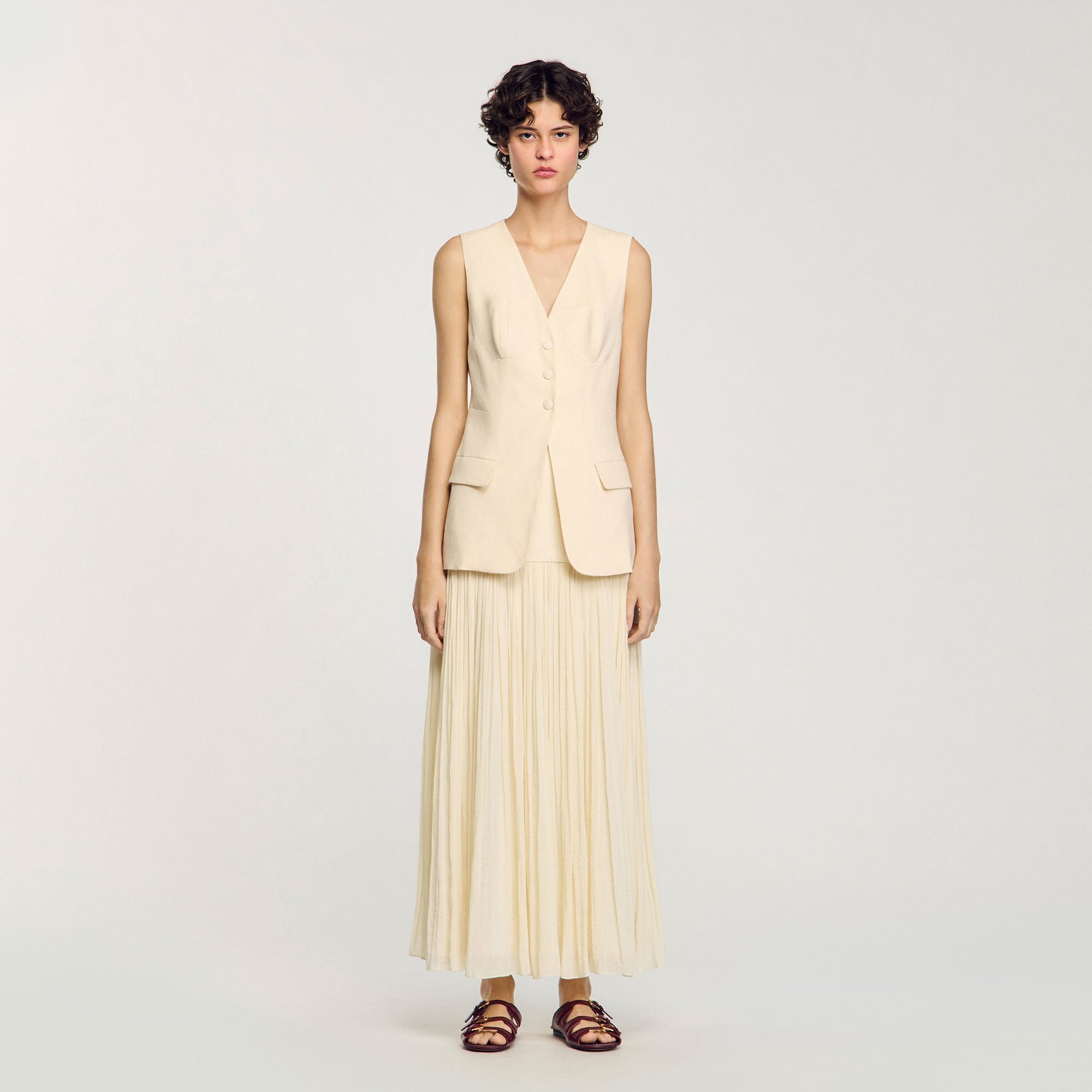 Sleeveless vest Ecru Sandro Women