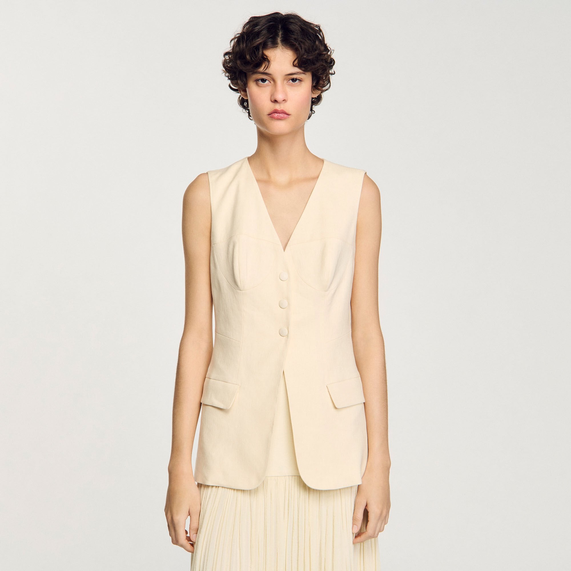 Sleeveless vest Ecru Sandro Women