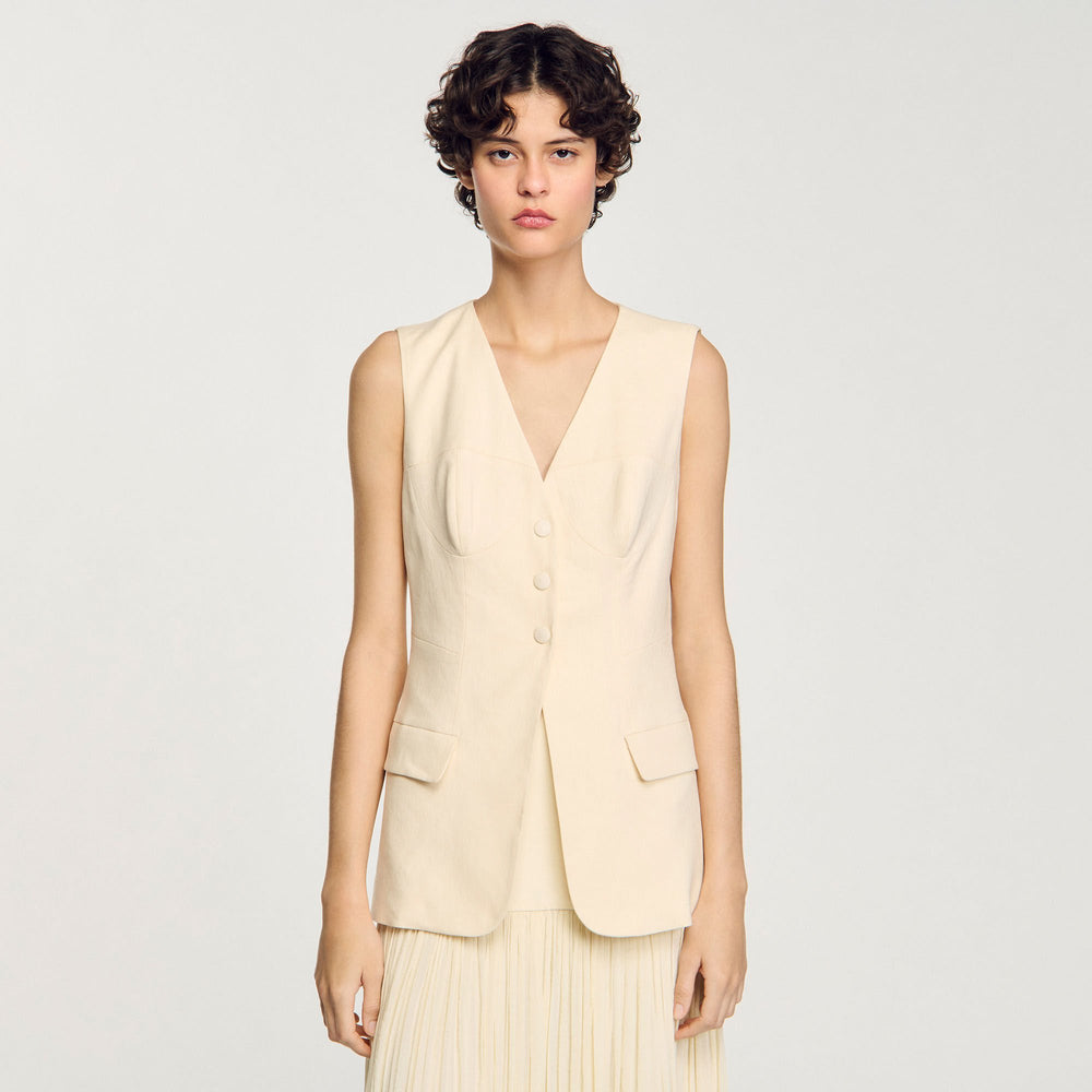 Sleeveless vest Ecru Sandro Women