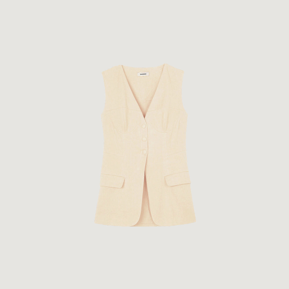 Sleeveless vest Ecru Sandro Women