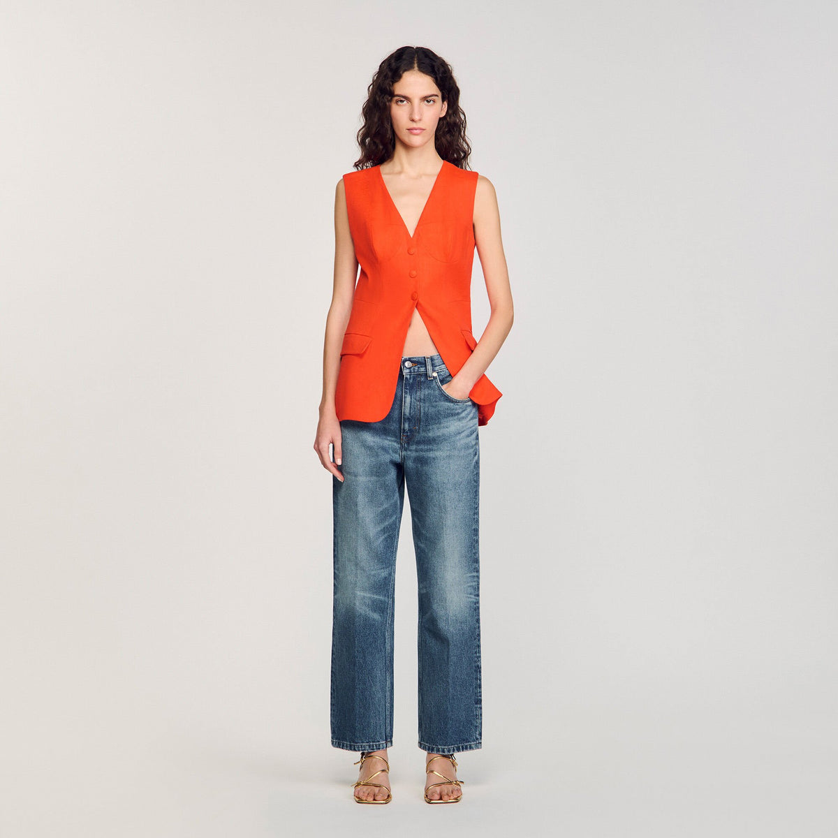 Sleeveless vest Orange Sandro Women