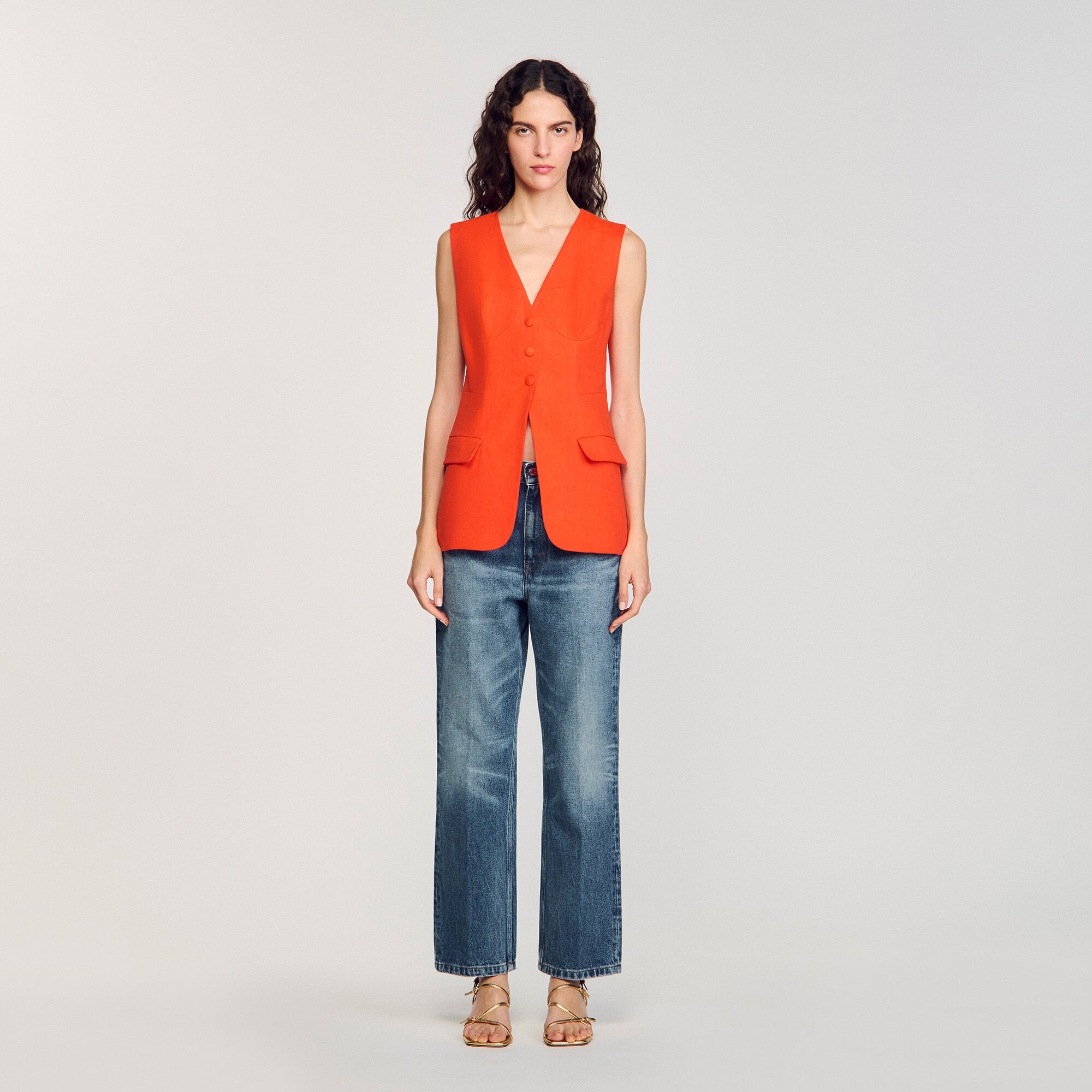 Sleeveless vest Orange Sandro Women