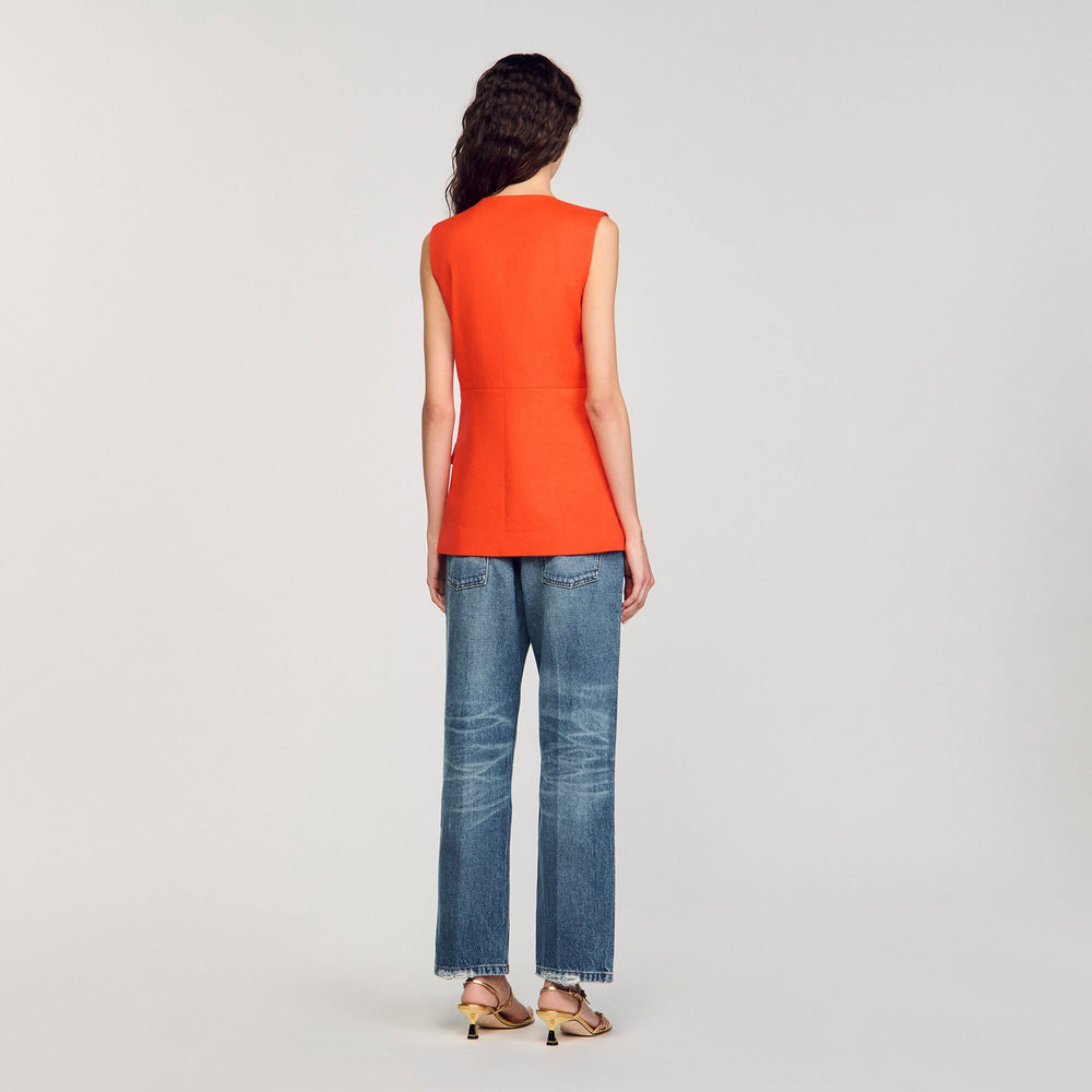 Sleeveless vest Orange Sandro Women