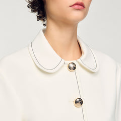 Peter Pan collar cropped jacket Ecru Sandro Women