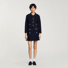 Peter Pan collar cropped jacket Black Sandro Women