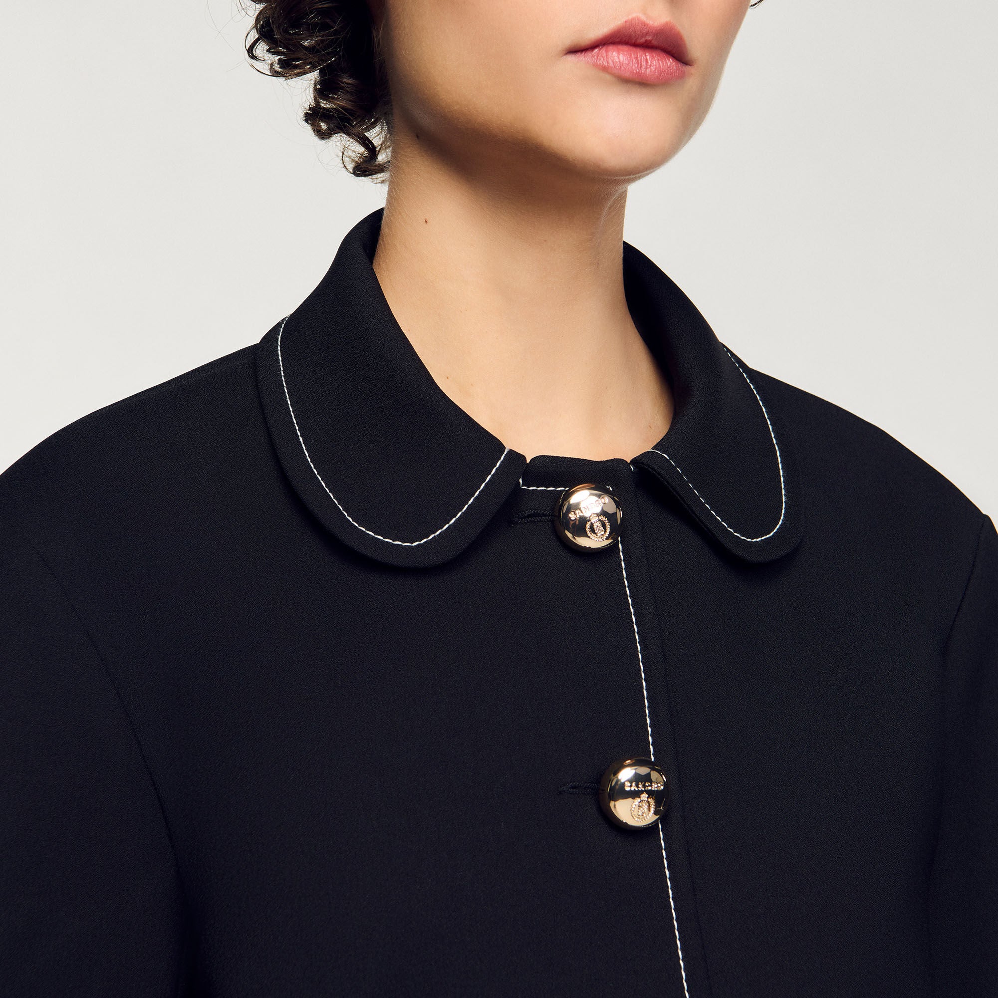 Peter Pan collar cropped jacket Black Sandro Women