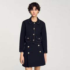 Peter Pan collar cropped jacket Black Sandro Women