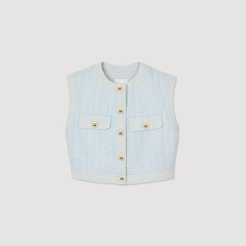 Decorative tweed jacket Sky Blue Sandro Women
