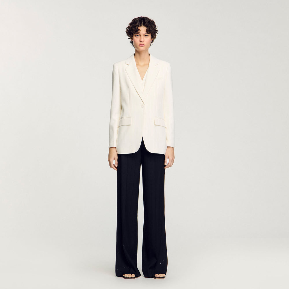 Sequinned suit jacket Ecru Sandro Women